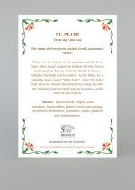 Saint Peter wooden plaque back side with printed description