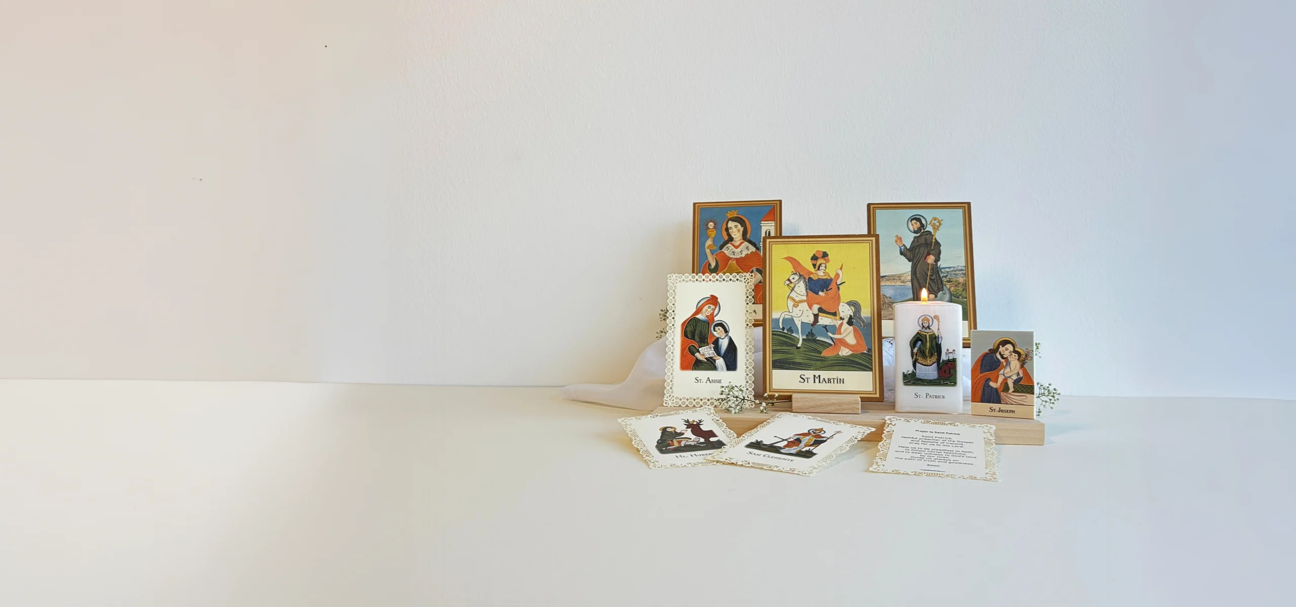 aint wooden plaques, candles and holy cards – Christian devotional gifts collection